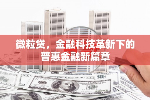 名间微粒贷，金融科技革新下的普惠金融新篇章