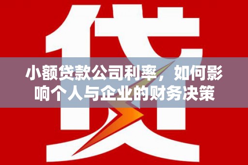 名间小额贷款公司利率，如何影响个人与企业的财务决策