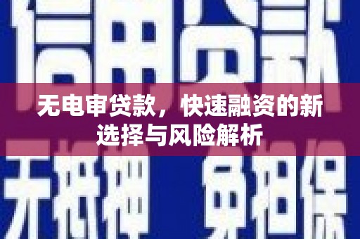 名间无电审贷款，快速融资的新选择与风险解析