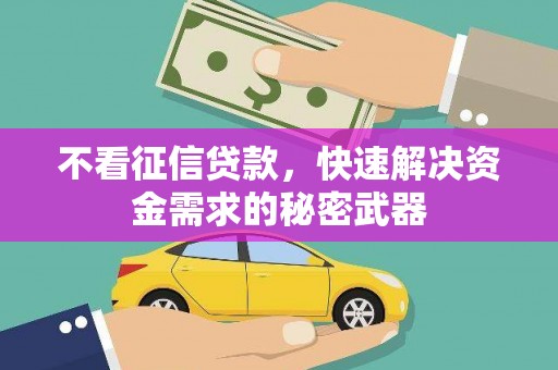 名间不看征信贷款，快速解决资金需求的秘密武器