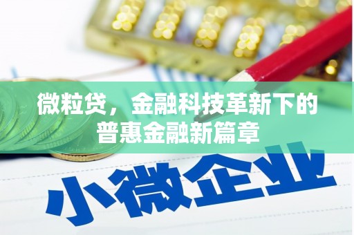 名间微粒贷，金融科技革新下的普惠金融新篇章